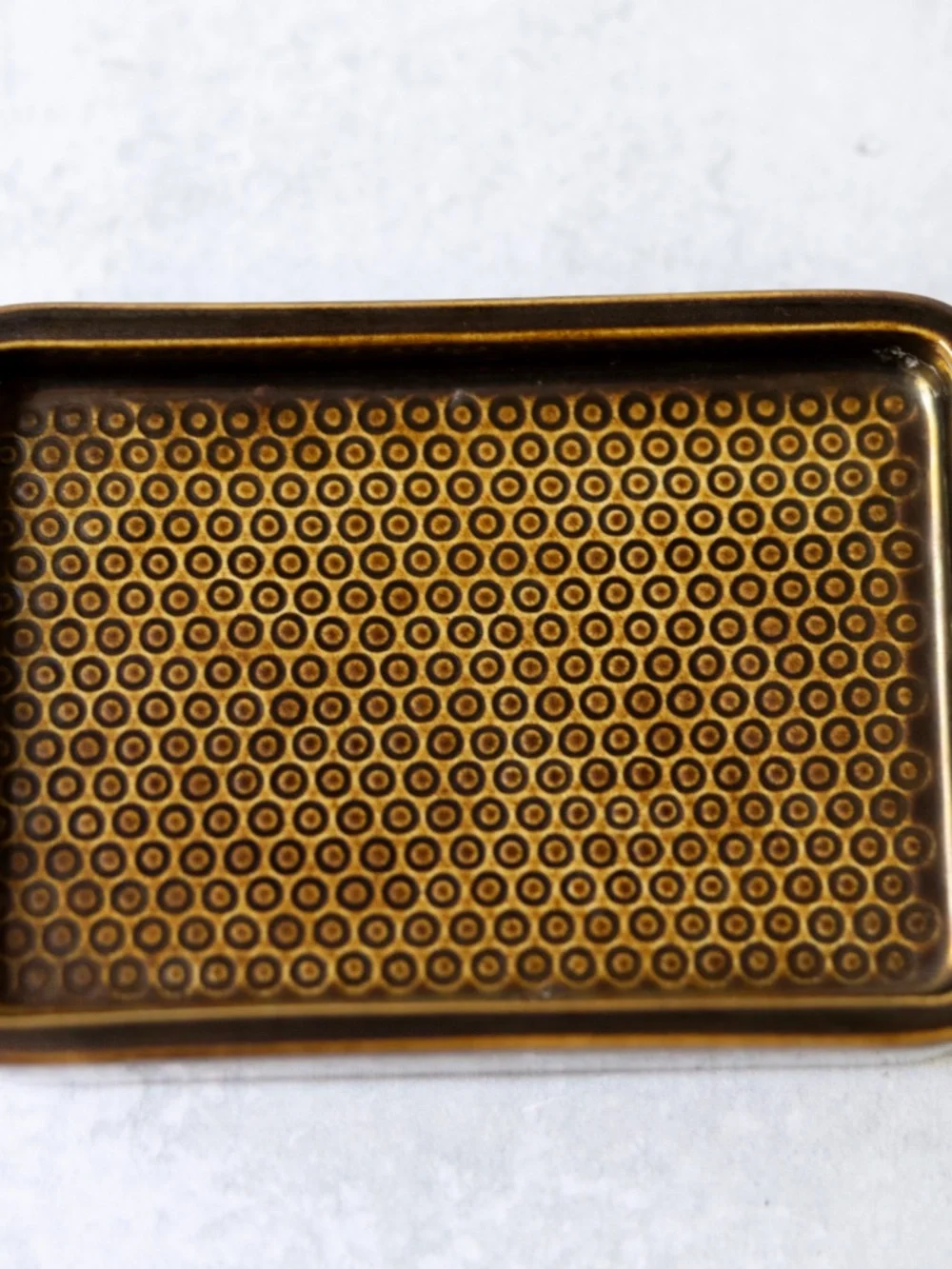 Ceramic copper finish metallic glaze soap dish 3.5